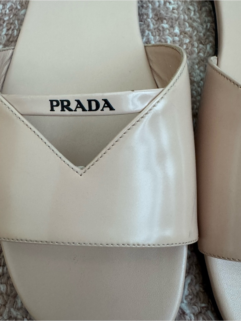 Prada Patent Leather Slides in Nude Beige - Picture 2 of 5